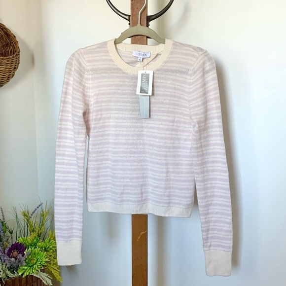 NWT Intermix Noelle Cashmere Striped Crossover Back Sweater - Picture 4 of 15